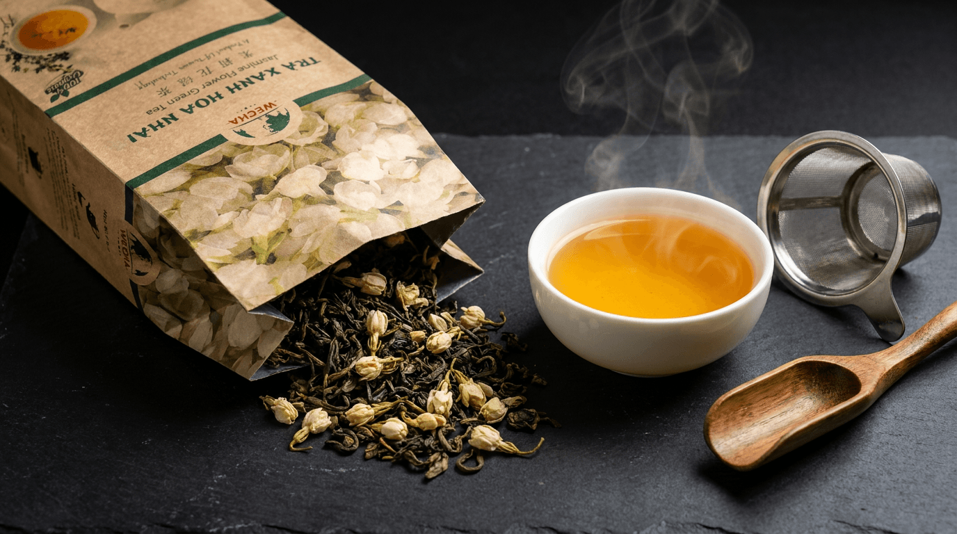 Ly trà sữa lài thơm ngát đậm vị lục trà hoa nhài WECHA chuẩn quán F&B