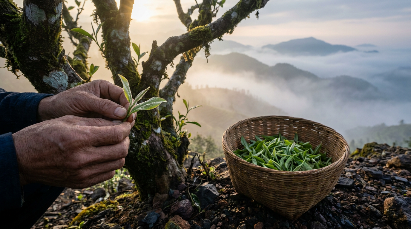 Rừng chè cổ thụ hàng trăm năm tuổi ẩn hiện trong mây mờ Tây Côn Lĩnh
