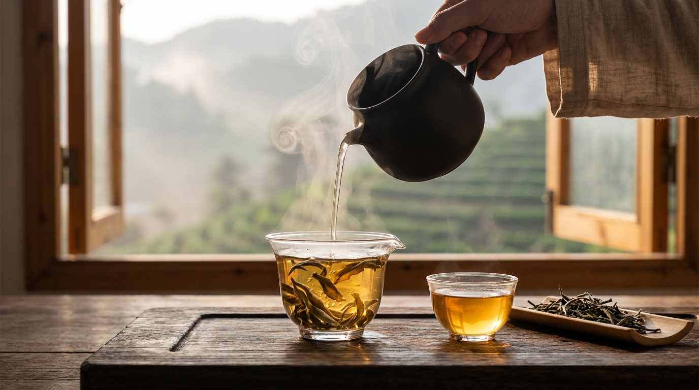 Kỹ thuật kiểm soát nhiệt độ nước 90 độ C giúp chiết xuất cốt trà Shan Tuyết không bị đắng chát
