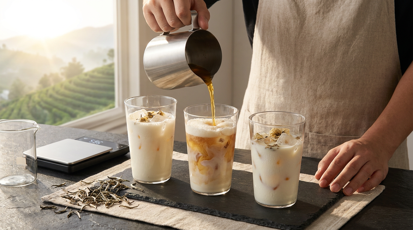 Thông Số Kỹ Thuật Chiết Xuất Cốt Trà & Bảng Định Lượng Trà Sữa Shan Tuyết 3 Size Chuẩn Barista