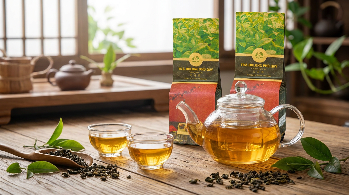 Gói Trà Ô Long Phú Quý WECHA chính hãng kết hợp công thức pha chế trà ô long mộc hoa và trà sữa đậm vị