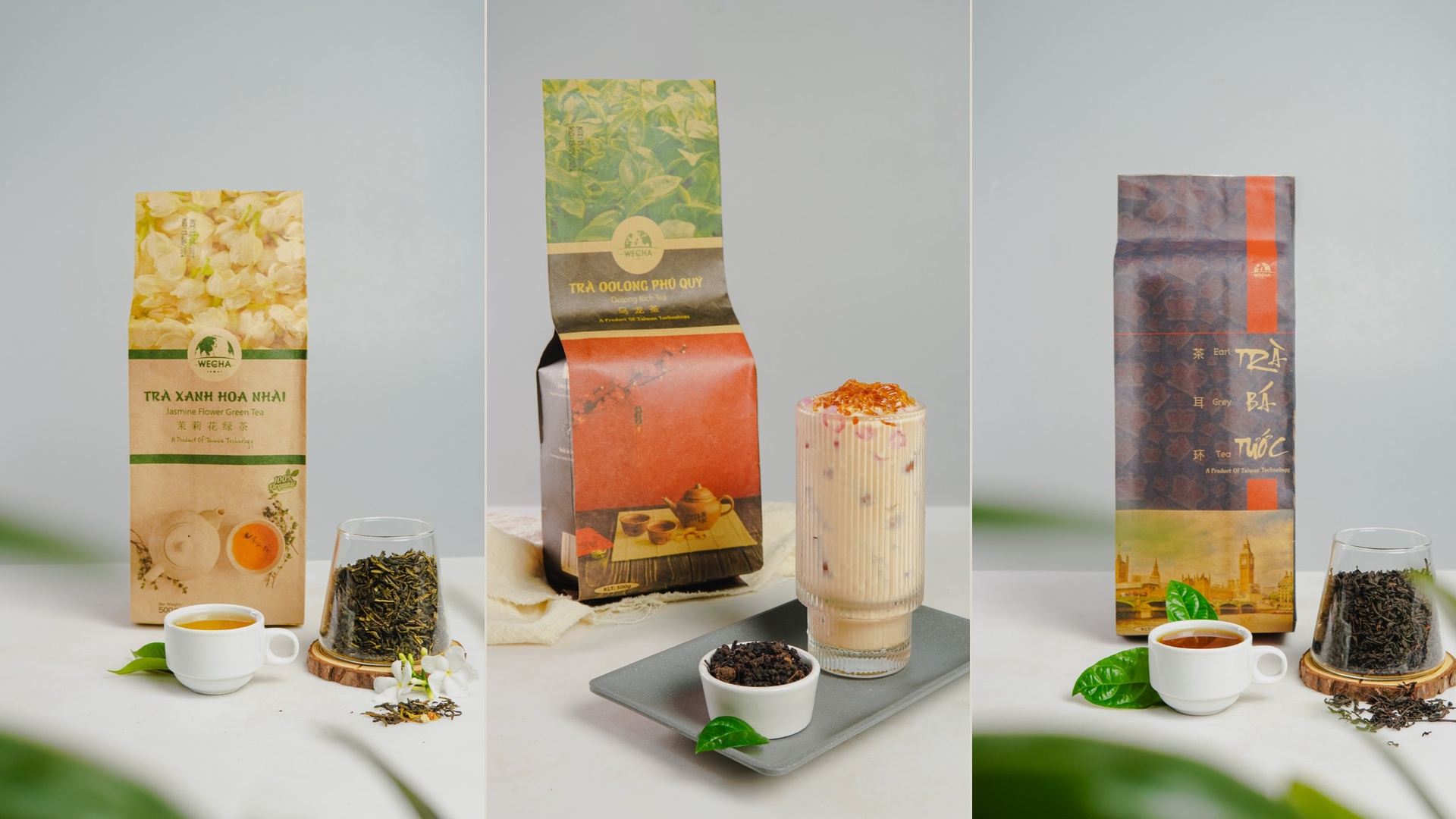 Top 4 Best-Selling Bold Teas for Bubble Tea Shops: Jasmine Flower Green Tea, Oolong Rich Tea, Earl Grey Black Tea by Wecha