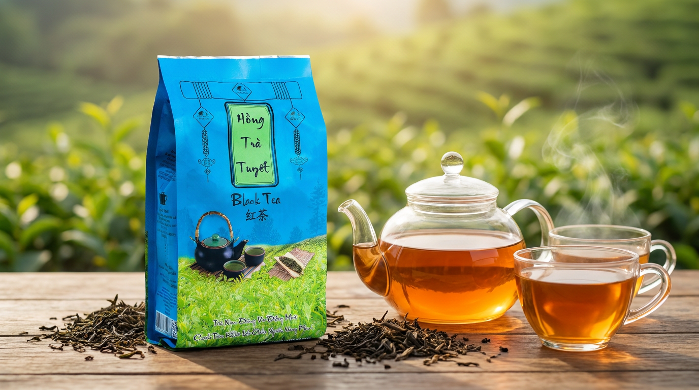 Bao bì Hồng Trà Shan Tuyết Cổ Thụ WECHA chính hãng túi zip kraft tạo nên cốt trà Signature độc bản cho chuỗi F&B